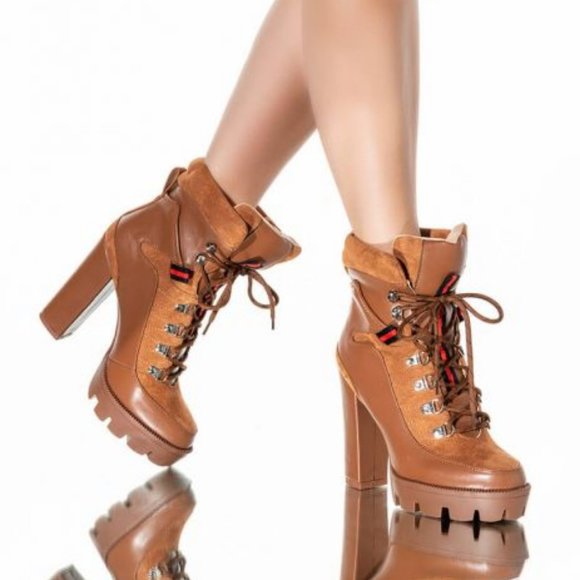 AZALEA WANG I GOT THE SAUCE CHUNKY HEEL BOOTIE IN BROWN  ( BRAND NEW !!!! ) - Picture 2 of 9
